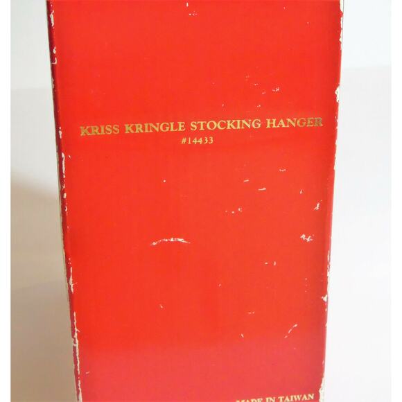 VTG Brookstone Kris Kringle Santa Claus IRON STOCKING HOLDER Christmas Decor BOX - Picture 4 of 5